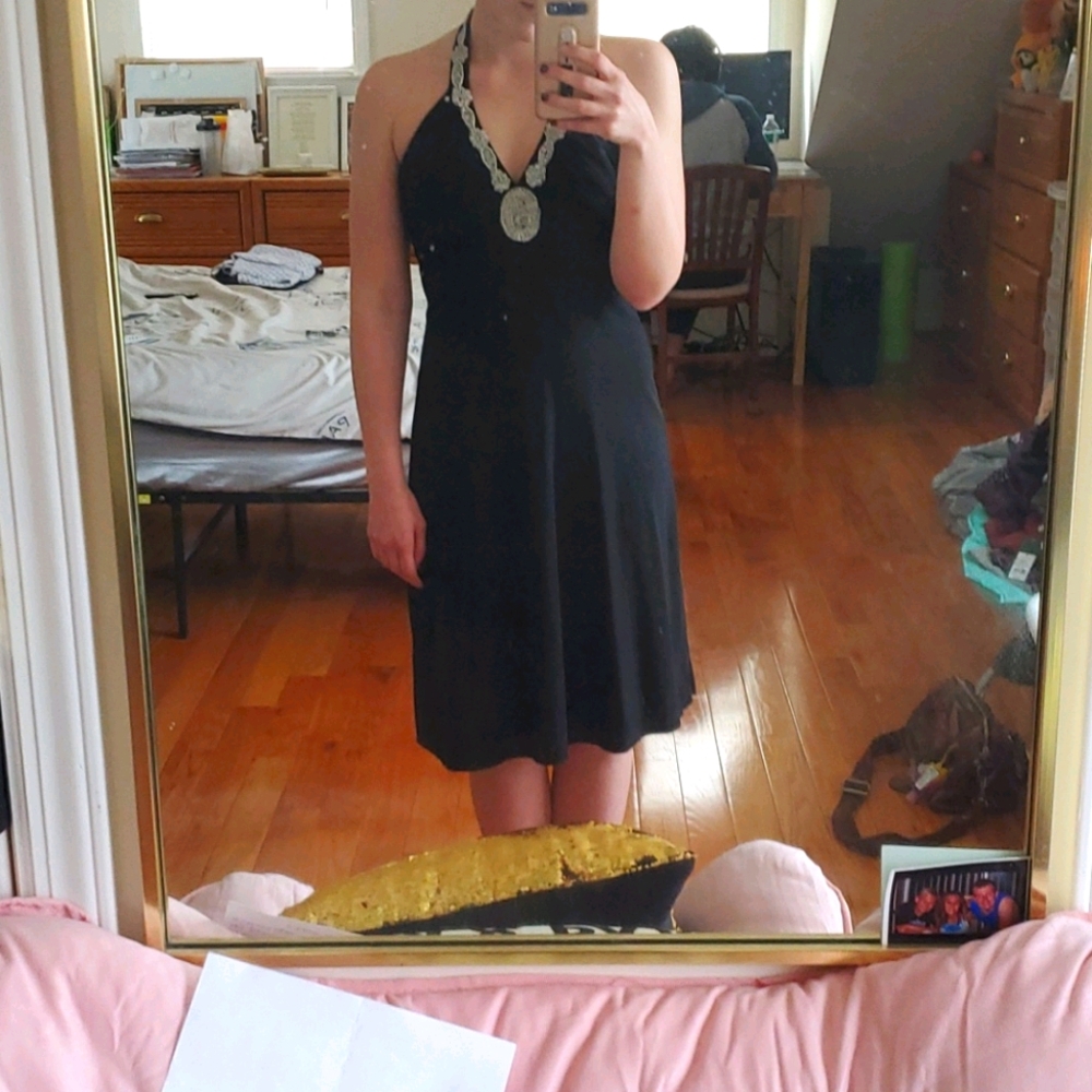 Black halter dress